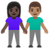 woman and man holding hands, dark skin tone, medium skin tone